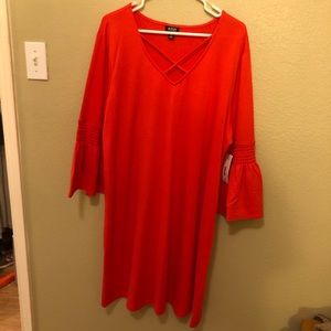 A New Approach Orange 3/4 Bell Sleeve Dress XXL